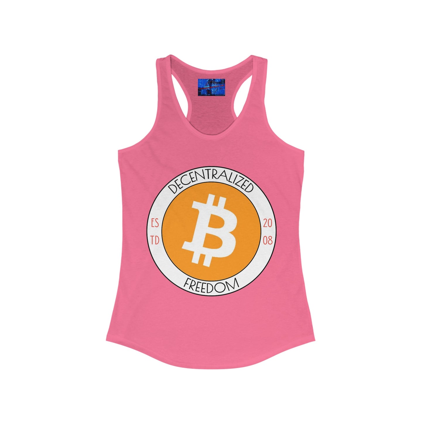 Bitcoin Decentralized Freedom Women's Racerback Tank Top by cypherpunkgear