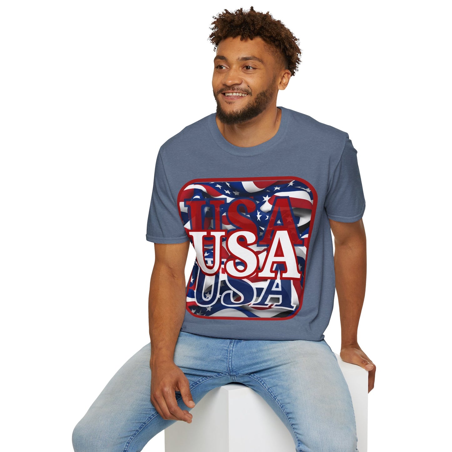 Red WHITE and Blue USA Patriot DKcolors Unisex T-Shirt by cypherpunkgear