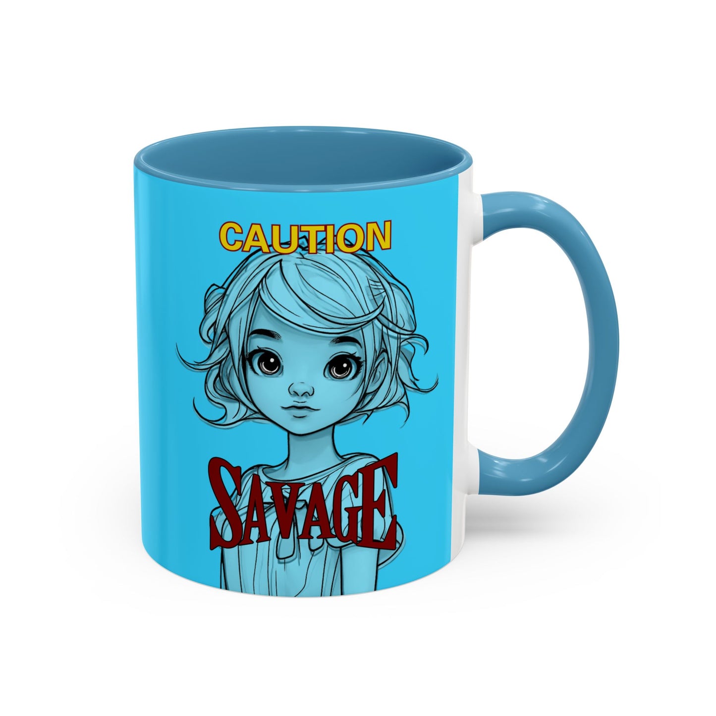 Caution, Savage Light Blue Accent Mug by cypherpunkgear.com