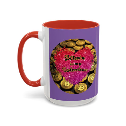Bitcoin is My Valentine Light Purple Accent Mug by cypherpunkgear.com