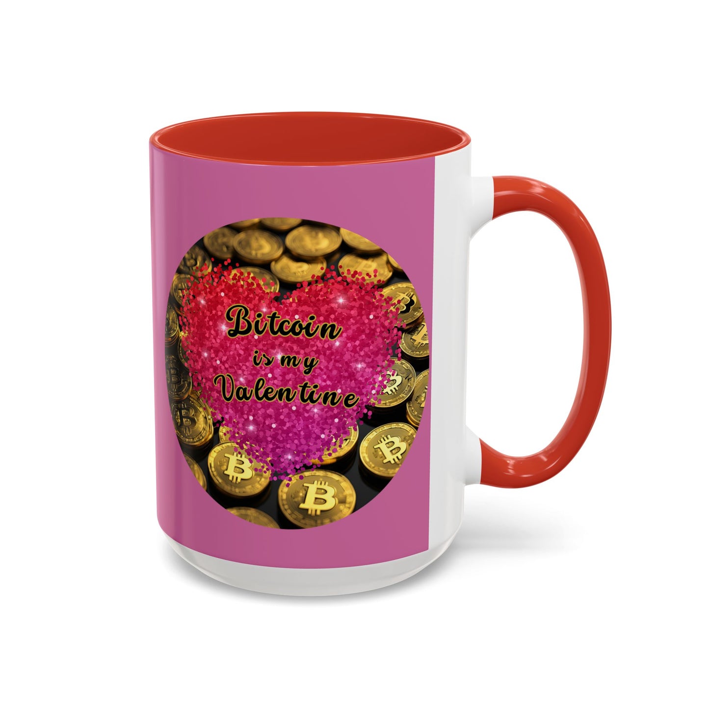 Bitcoin is My Valentine Pink Accent Mug by cypherpunkgear.com