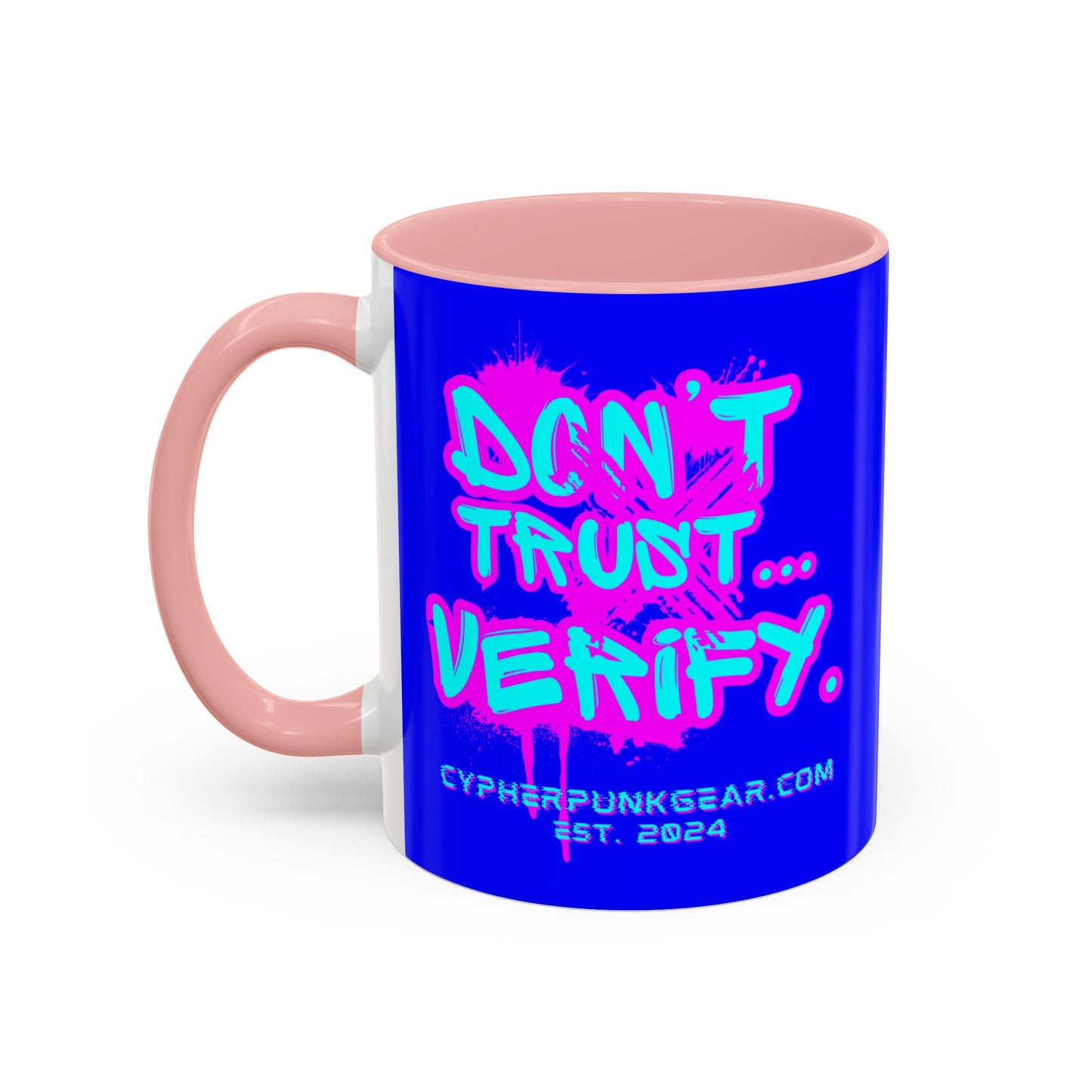 Don't Trust...Verify. Dark Blue Accent Mug by cypherpunkgear.com