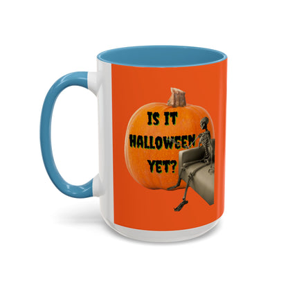 Is it Halloween yet? Skeleton's Giant Pumpkin Orange Accent Mug by CreepyCrafts.boo