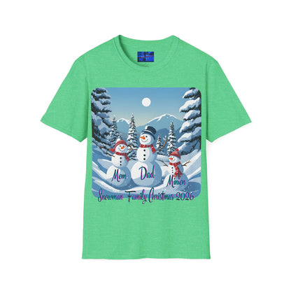 Snowman Family of 3 Dark colors Unisex T-Shirt by cypherpunkgear.com