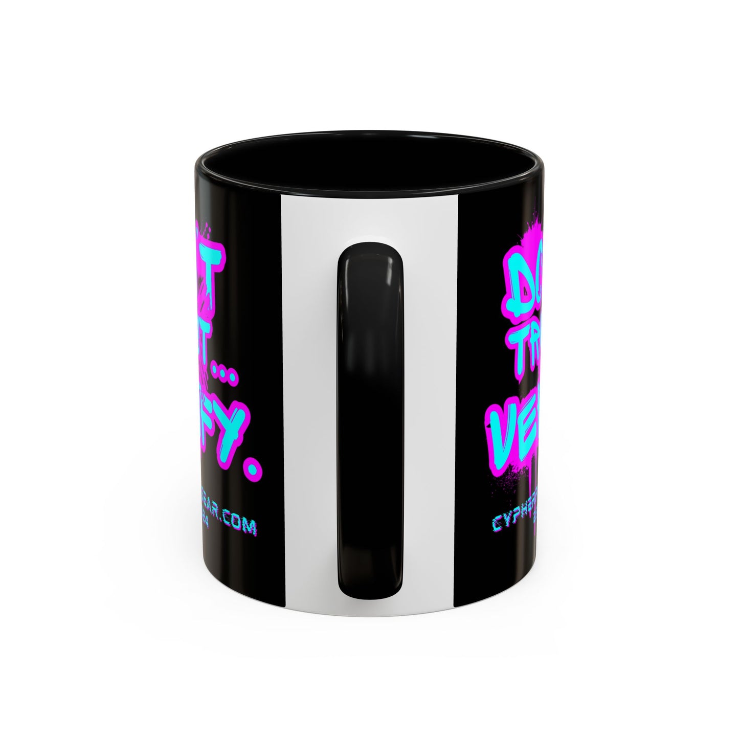Don't Trust...Verify. Black Accent Mug by cypherpunkgear.com