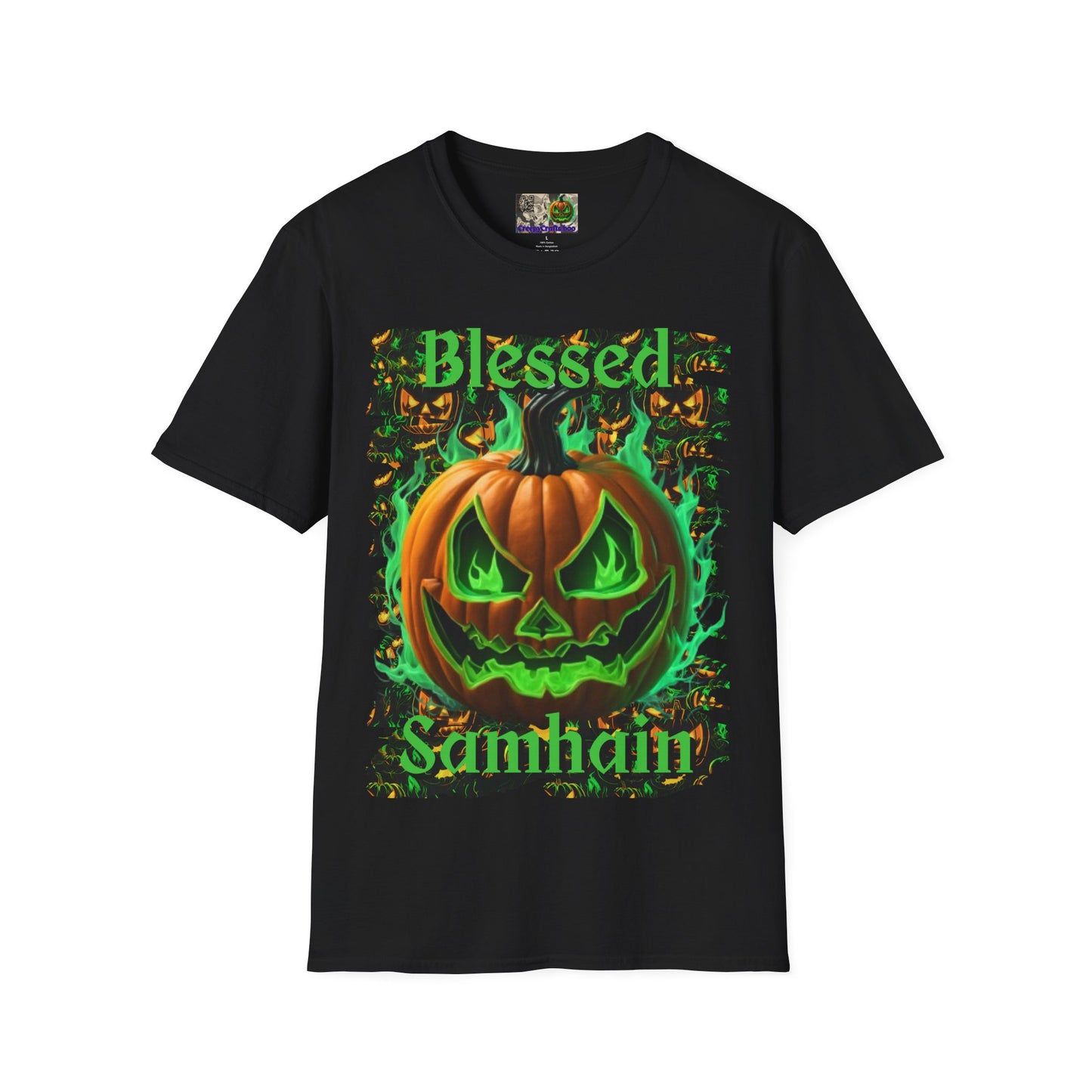 Blessed Samhain Green Jack Dark colors Unisex T-Shirt by CreepyCrafts.boo