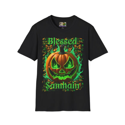 Blessed Samhain Green Jack Dark colors Unisex T-Shirt by CreepyCrafts.boo