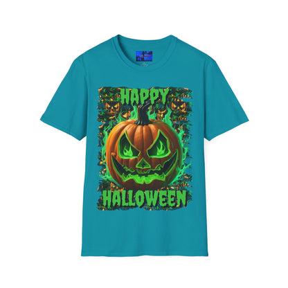 Happy Halloween Green Jack Unisex T-Shirt by cypherpunkgear