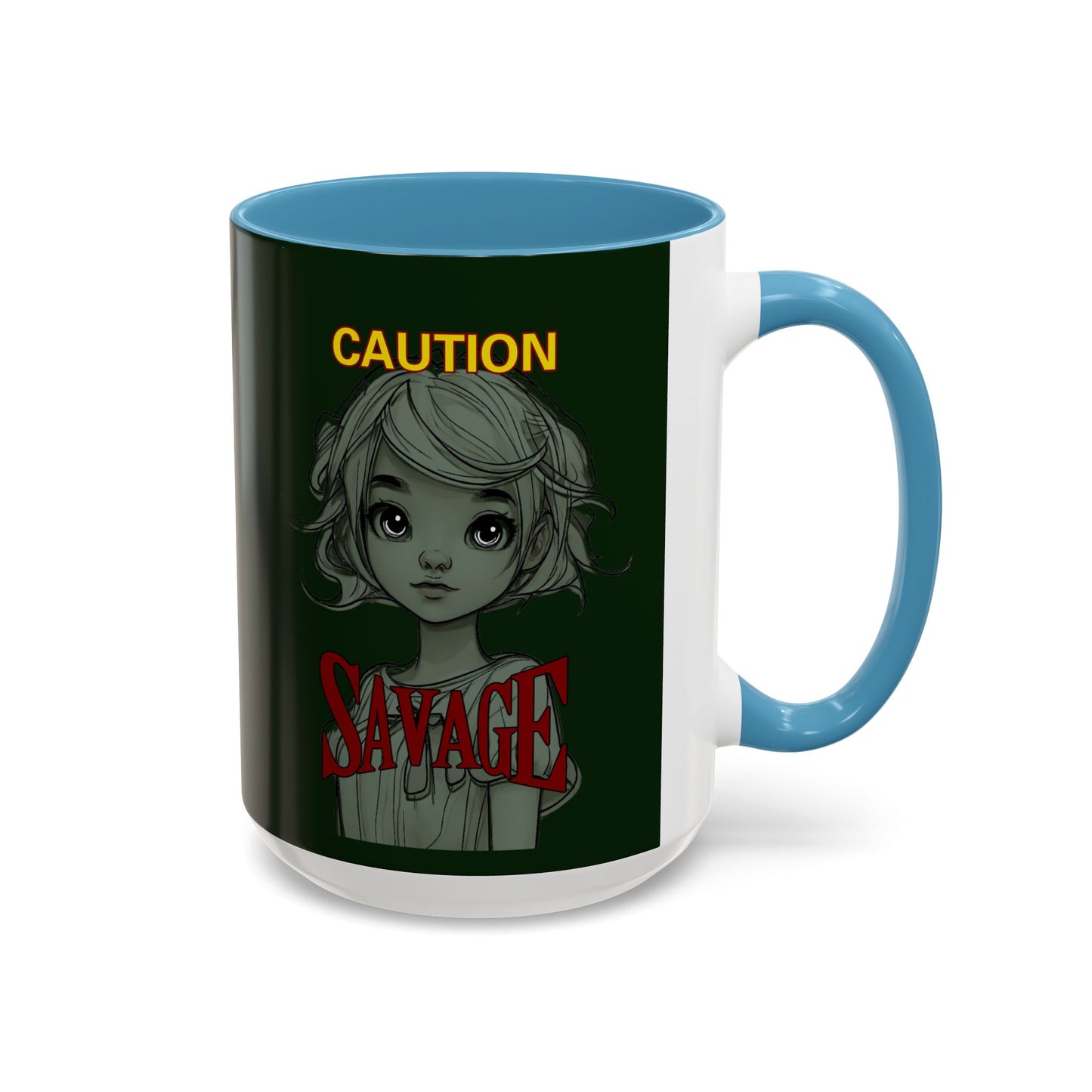 Caution, Savage Dark Green Accent Mug by cypherpunkgear.com