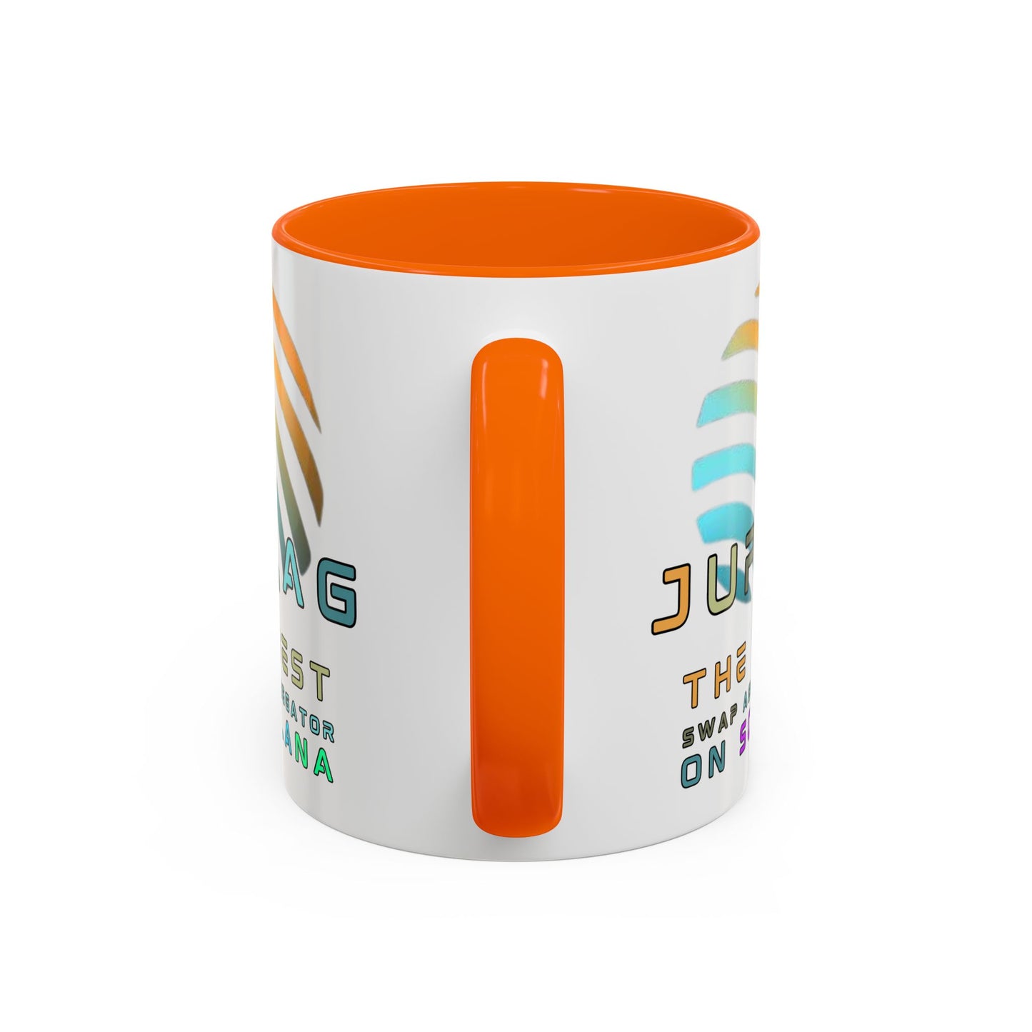 Jupiter (JUP) the best aggregator on Solana White Accent Mug by cypherpunkgear.com