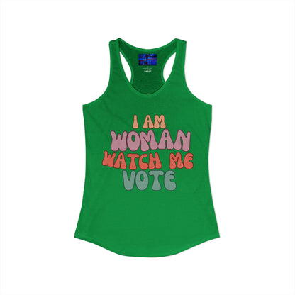I Am Woman Watch Me Vote Women's Racerback Tank Top by cypherpunkgear.com