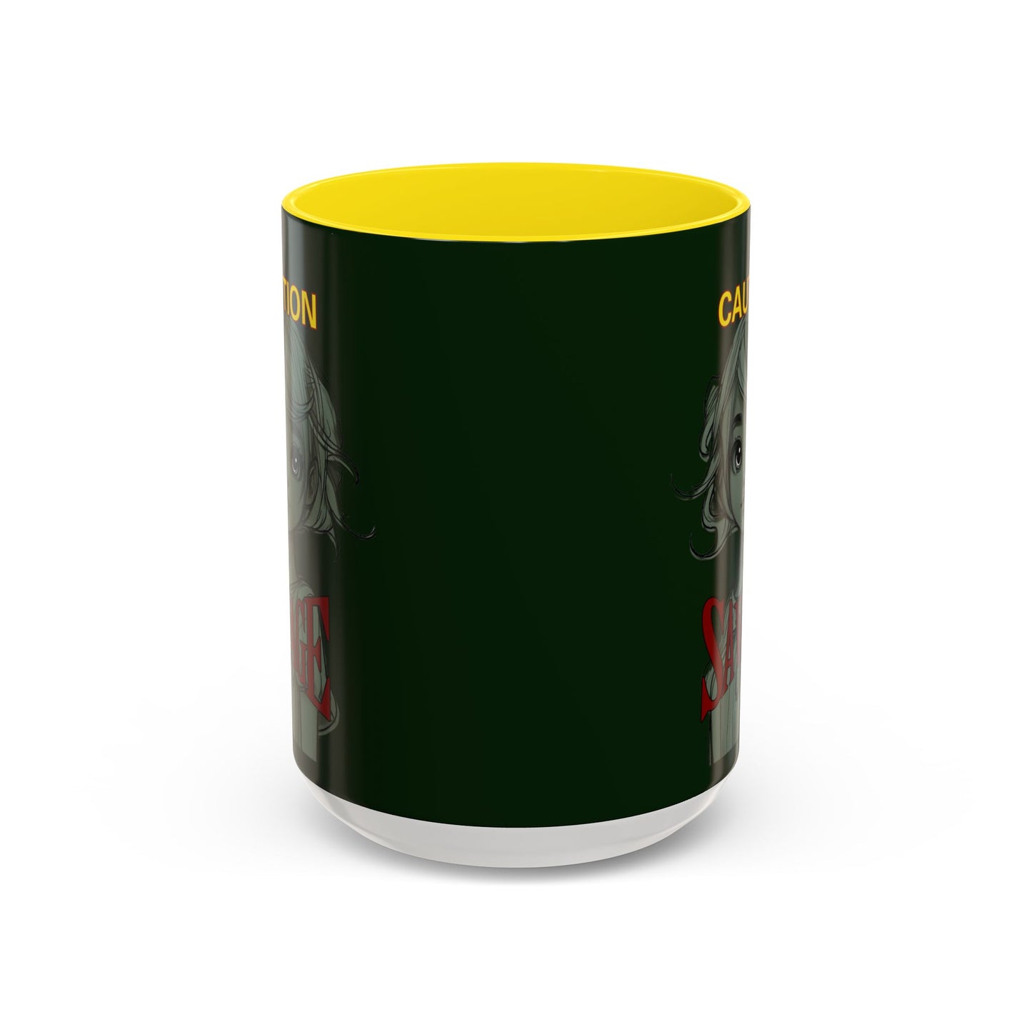 Caution, Savage Dark Green Accent Mug by cypherpunkgear.com