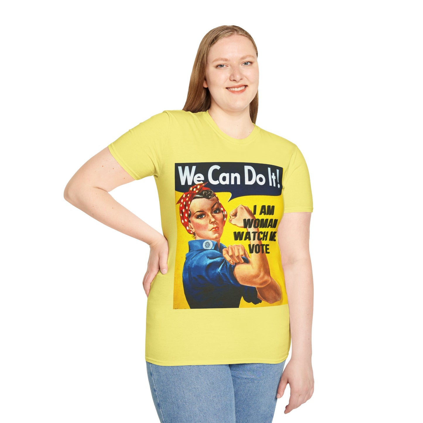 I Am Woman Watch Me Vote Rosie Light colors Unisex T-Shirt by cypherpunkgear.com