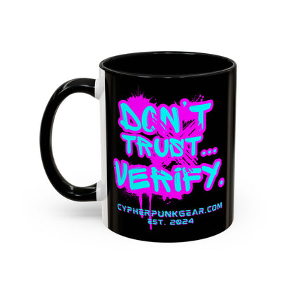 Don't Trust...Verify. Black Accent Mug by cypherpunkgear.com