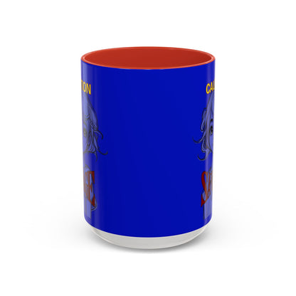 Caution, Savage Dark Blue Accent Mug by cypherpunkgear.com