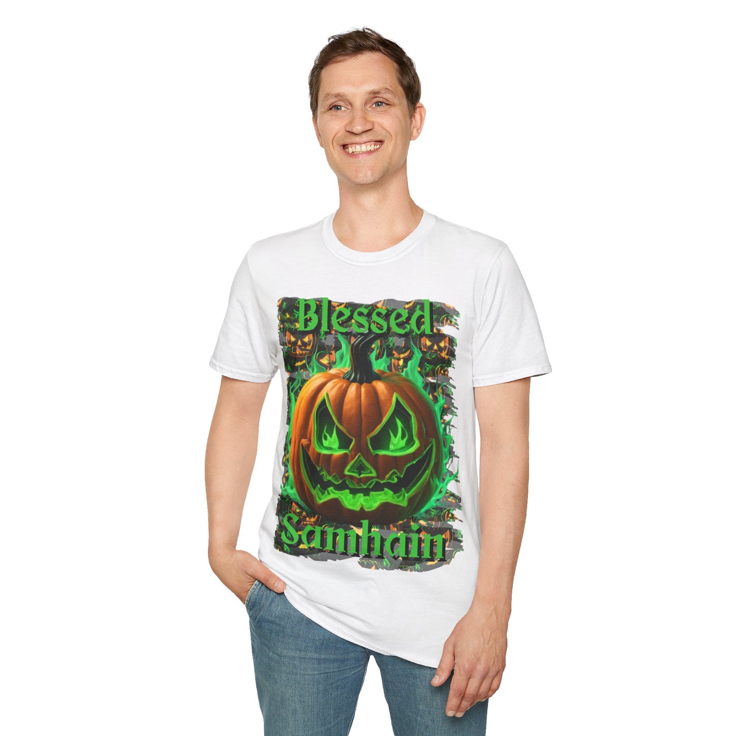 Blessed Samhain Green Jack Unisex T-Shirt by cypherpunkgear