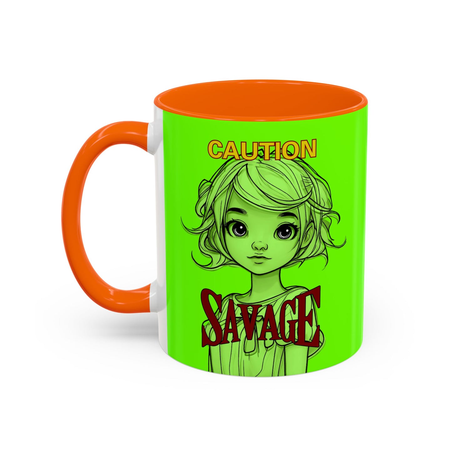 Caution, Savage Light Green Accent Mug by cypherpunkgear.com