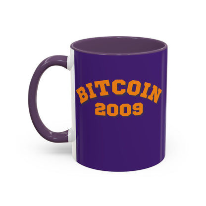 Bitcoin 2009 Dark Purple Accent Mug by cypherpunkgear.com