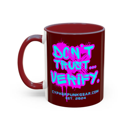 Don't Trust...Verify. Red Accent Mug by cypherpunkgear.com