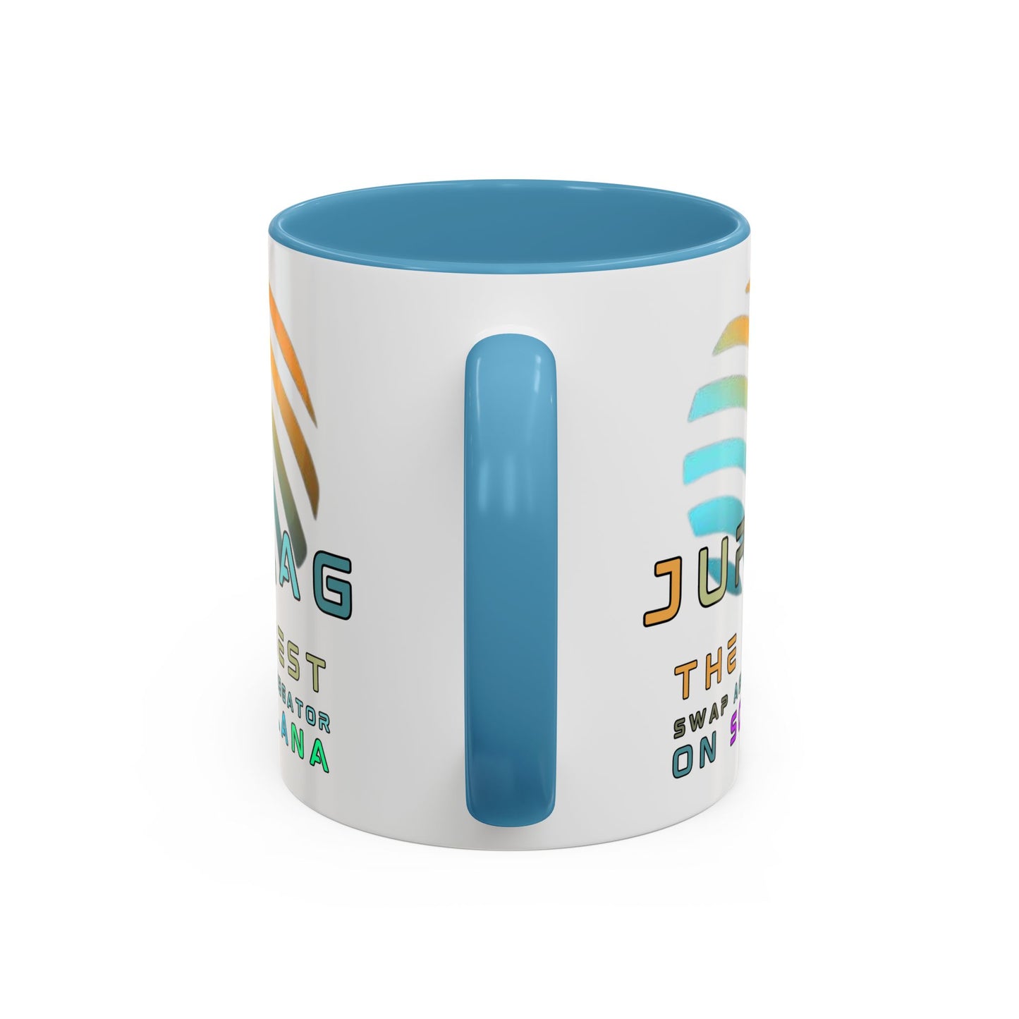 Jupiter (JUP) the best aggregator on Solana White Accent Mug by cypherpunkgear.com