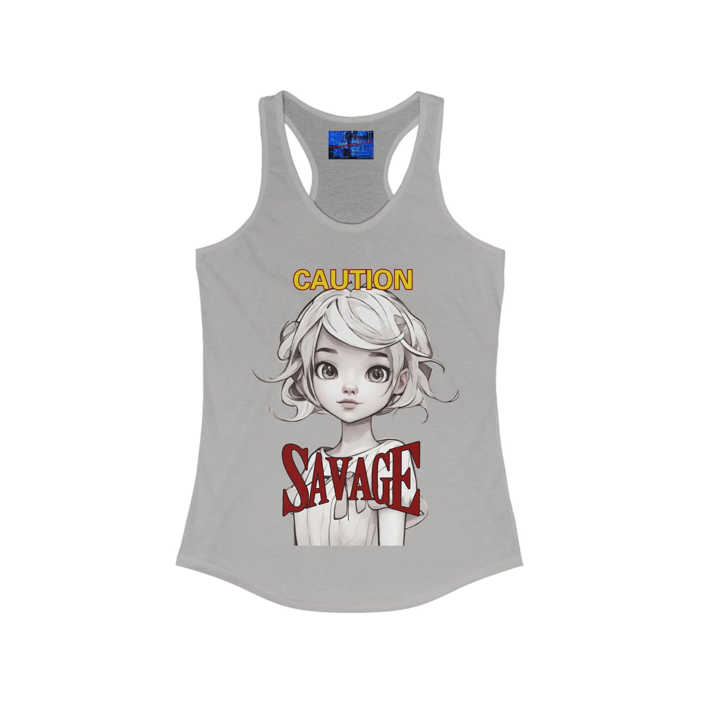 Caution, Savage Women's Racerback Tank Top by cypherpunkgear