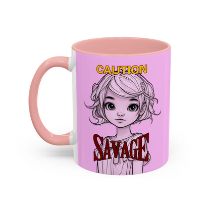 Caution, Savage Pink Accent Mug by cypherpunkgear.com