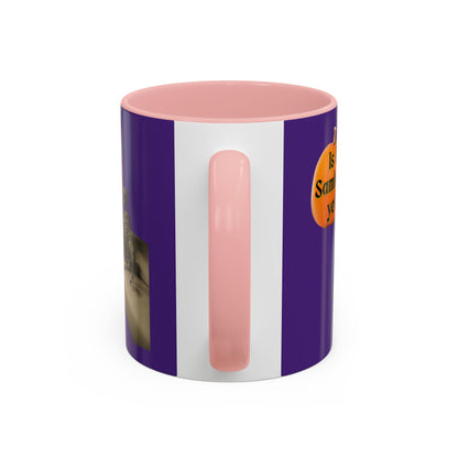 Is it Samhain yet? Skeleton's Pumpkin Purple Accent Mug by CreepyCrafts.boo