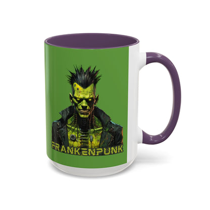 Frankenpunk Green Accent Mug by CreepyCrafts.boo