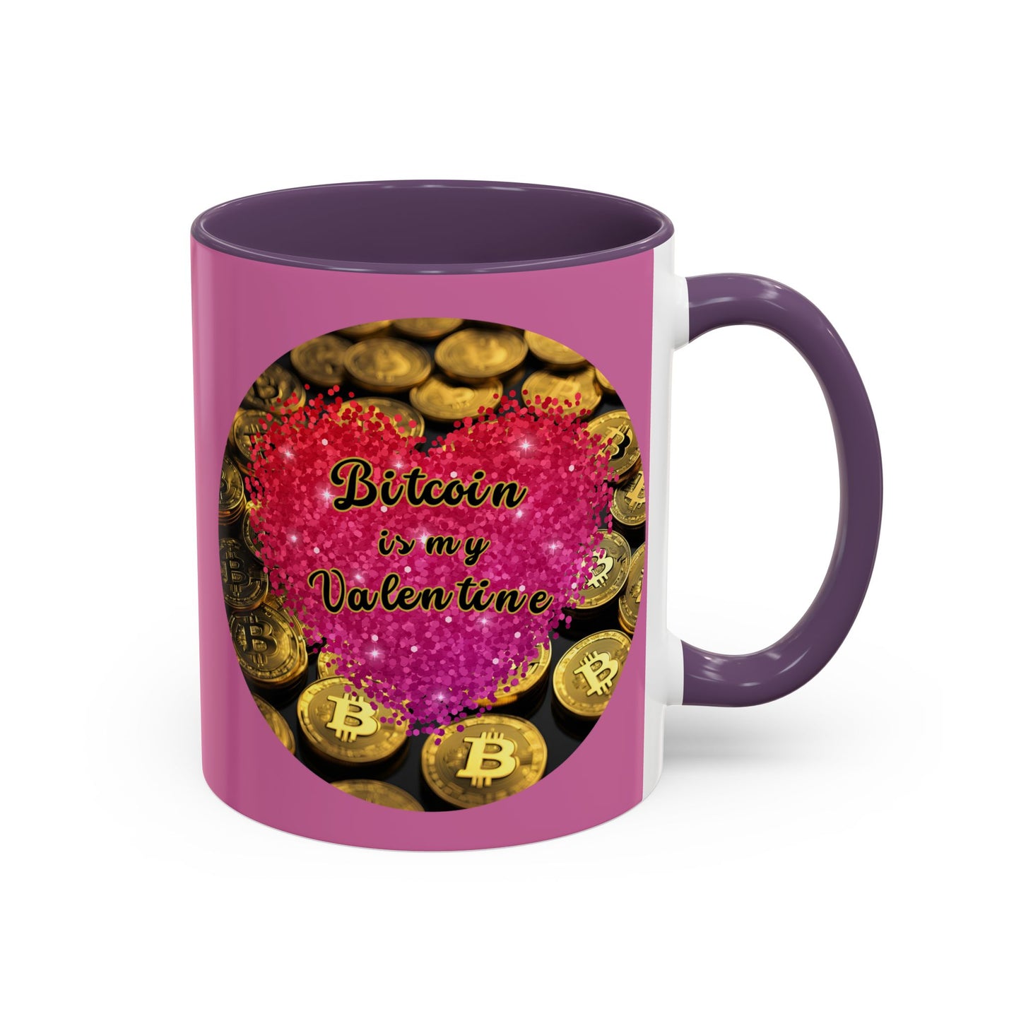 Bitcoin is My Valentine Pink Accent Mug by cypherpunkgear.com