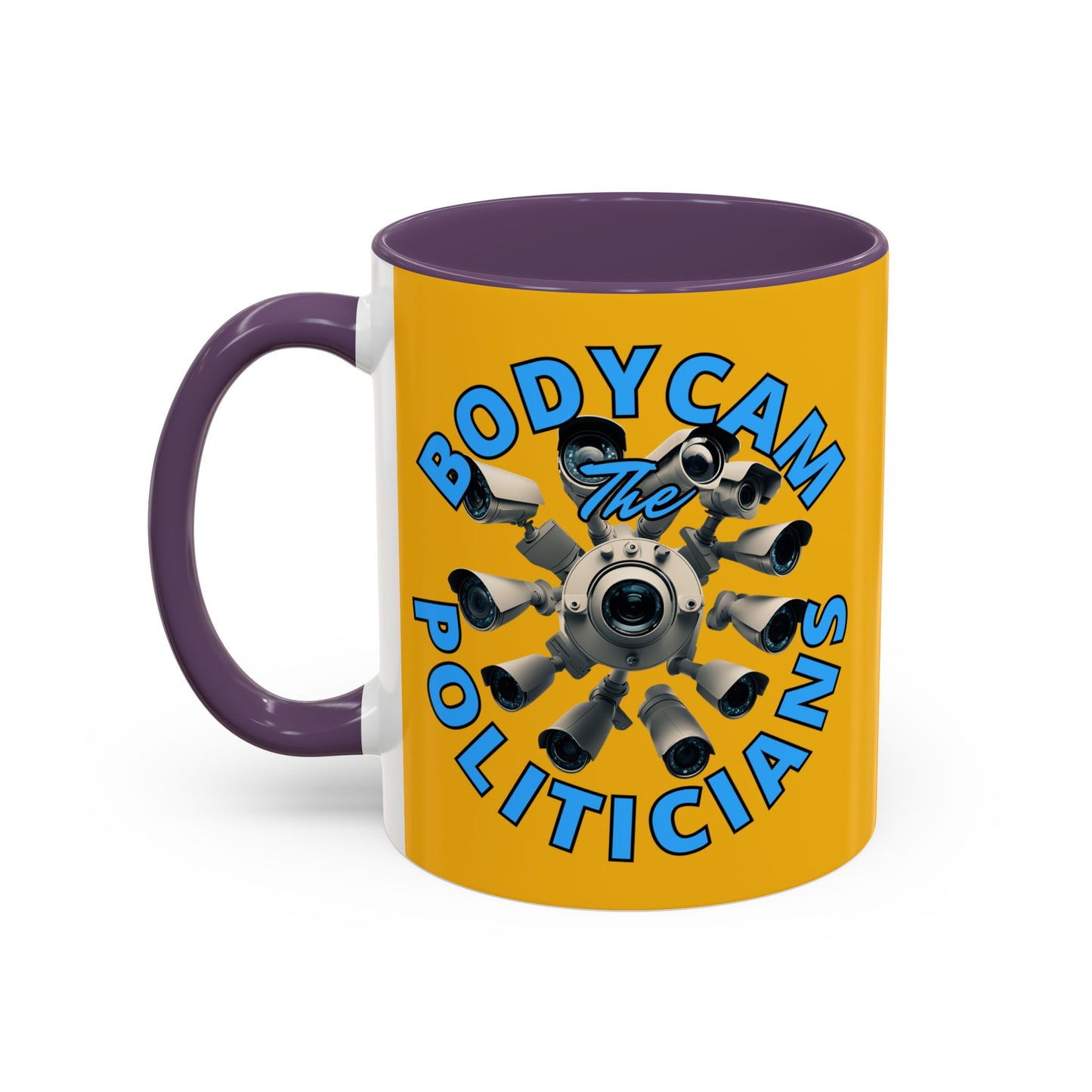 Bodycam the Politicians Cameras Yellow Accent Mug by cypherpunkgear.com