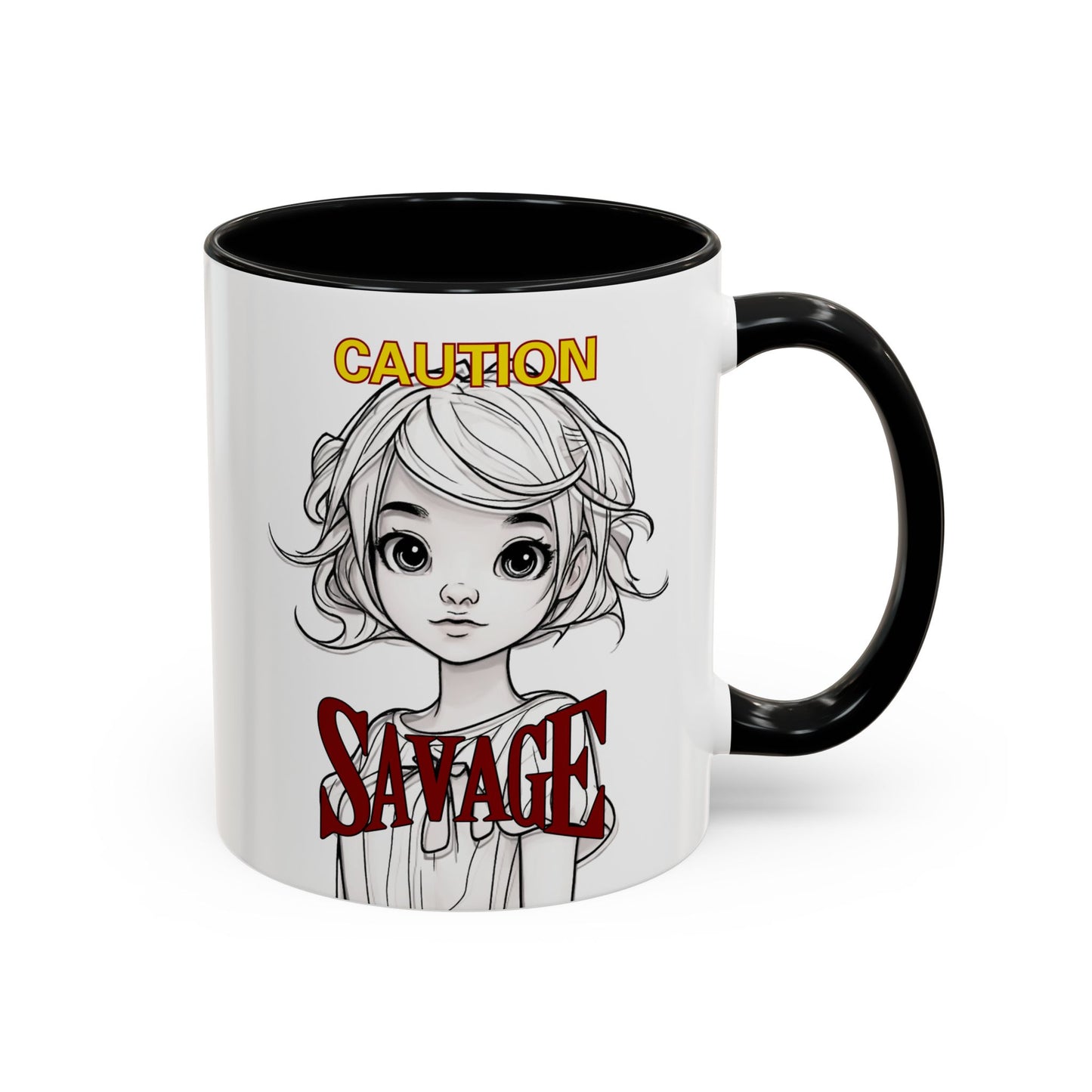 Caution, Savage White Accent Mug by cypherpunkgear.com