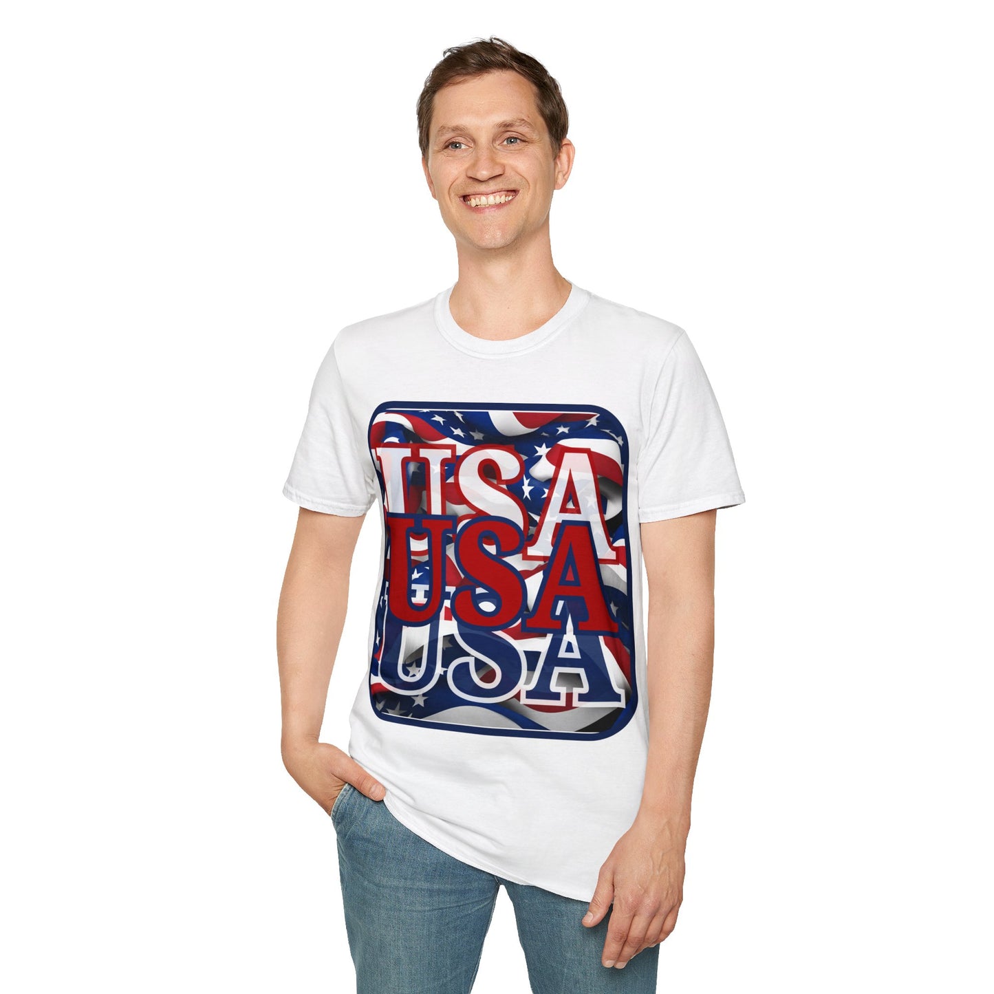 RED White and Blue USA Patriot LTcolors Unisex T-Shirt by cypherpunkgear