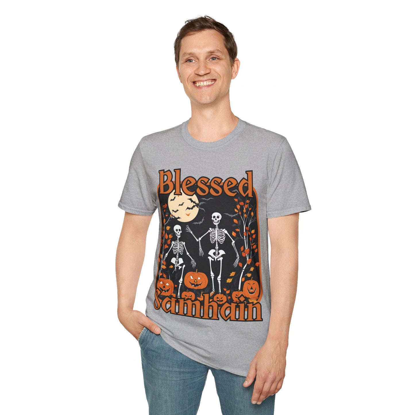 Spooktacular Skeletons of Samhain LTcolors Unisex T-Shirt by cypherpunkgear