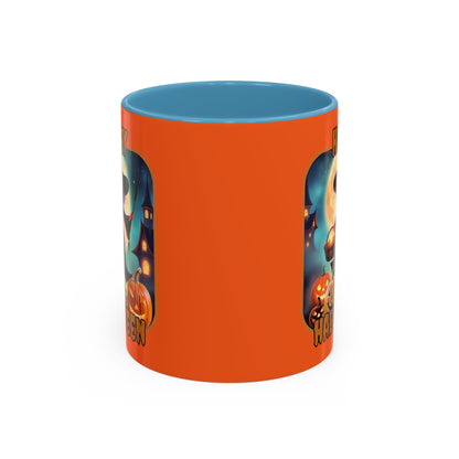Happy Halloween Little Witch Orange font Orange Accent Mug by CreepyCrafts.boo