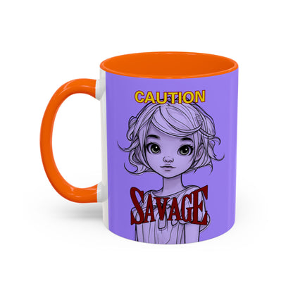 Caution, Savage Light Purple Accent Mug by cypherpunkgear.com