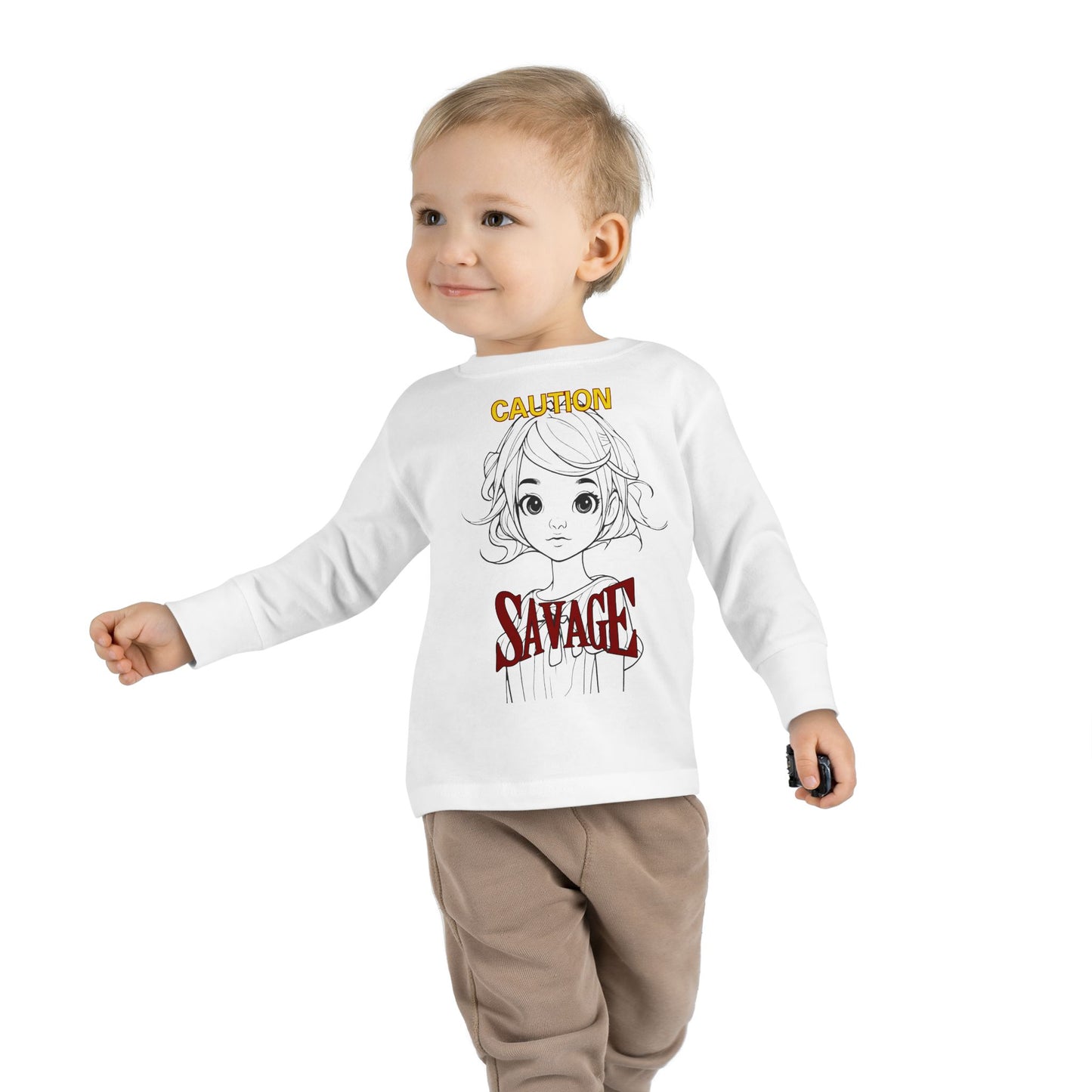 Caution: Tiny but Savage Toddler Long Sleeve Tee by cypherpunkgear.com