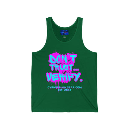 Don't Trust...Verify. Unisex Jersey Tank Top by cypherpunkgear.com