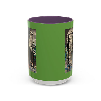 Yōkai Happy Halloween Green Accent Mug by CreepyCrafts.boo