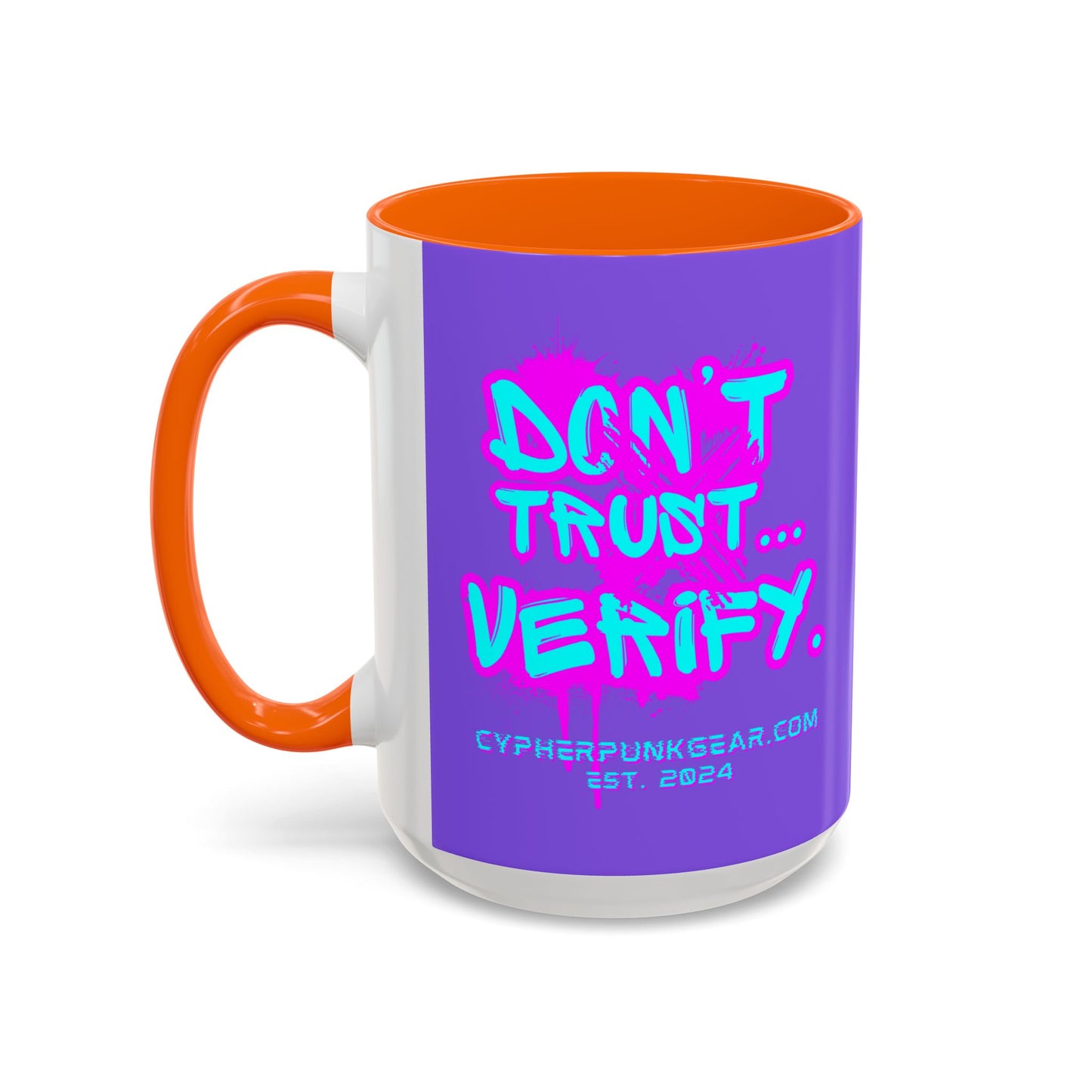 Don't Trust...Verify. Light Purple Accent Mug by cypherpunkgear.com