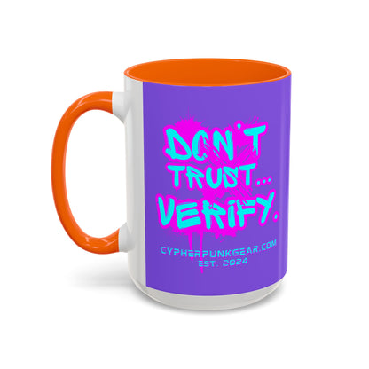 Don't Trust...Verify. Light Purple Accent Mug by cypherpunkgear.com