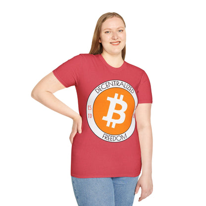 Bitcoin Decentralized Freedom LTcolors Unisex T-Shirt by cypherpunkgear.com