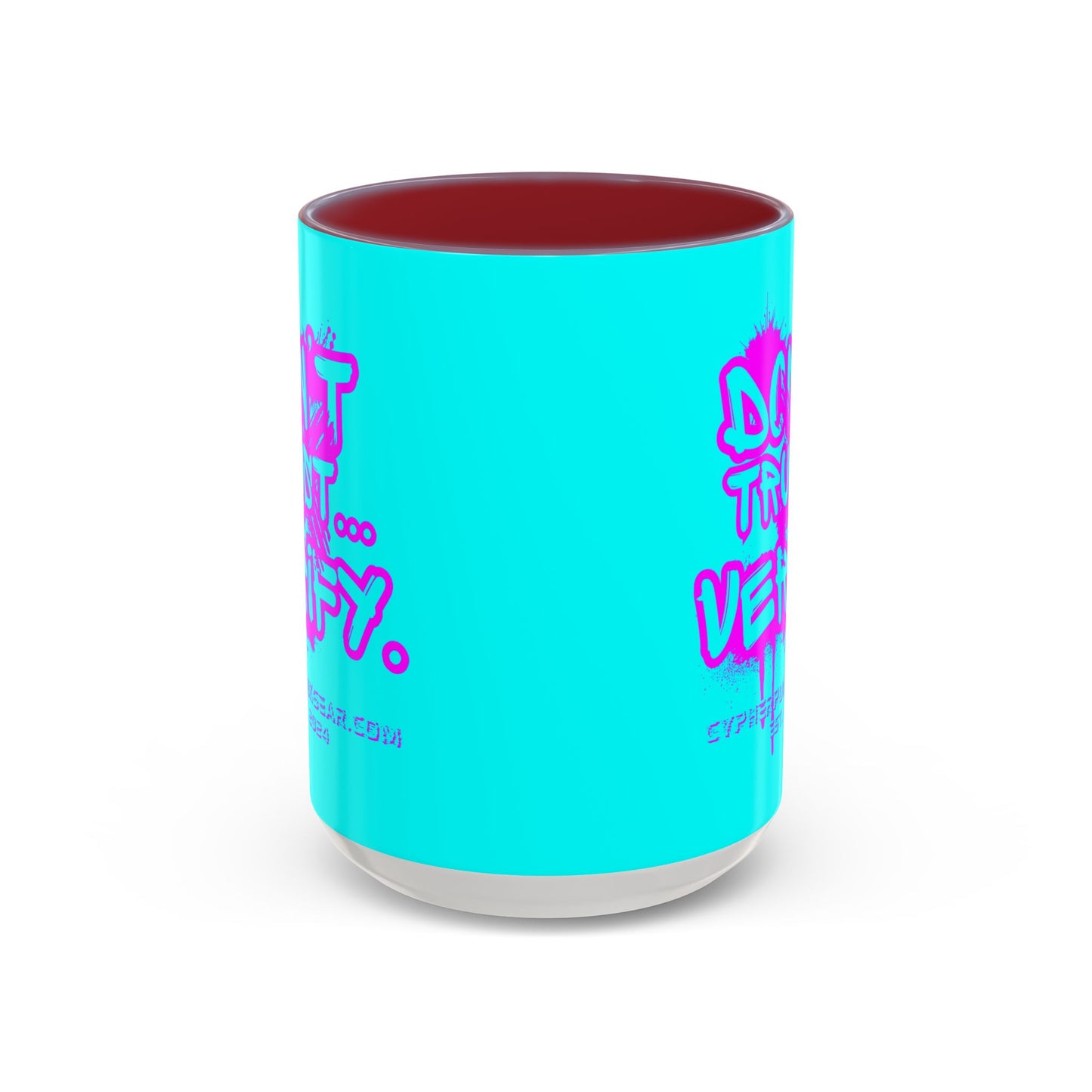 Don't Trust...Verify. Cyan Accent Mug by cypherpunkgear.com
