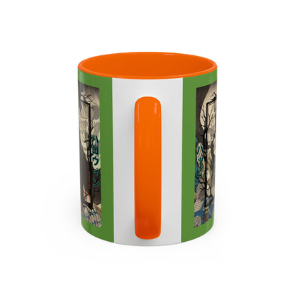 Yōkai Happy Halloween Green Accent Mug by CreepyCrafts.boo