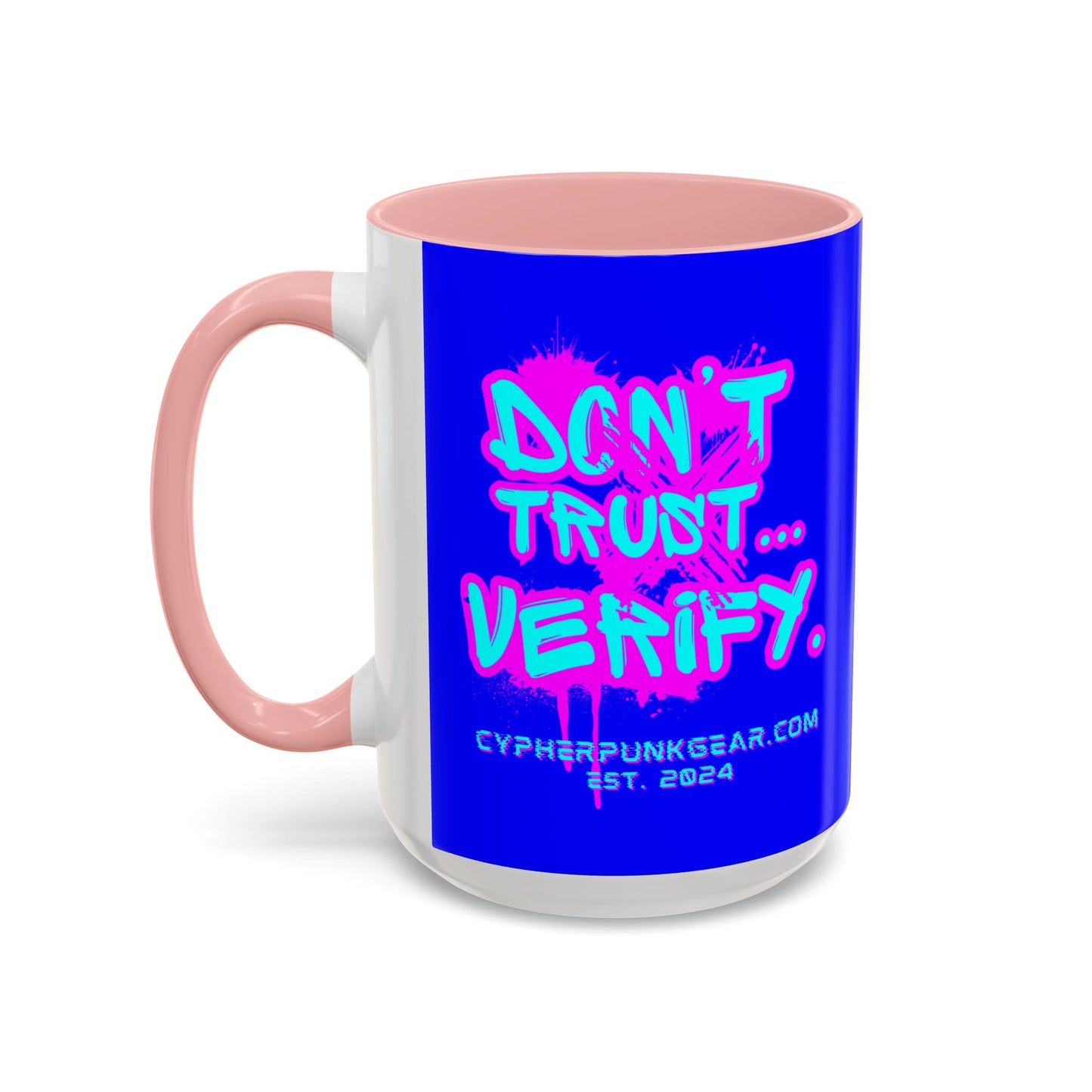 Don't Trust...Verify. Dark Blue Accent Mug by cypherpunkgear.com
