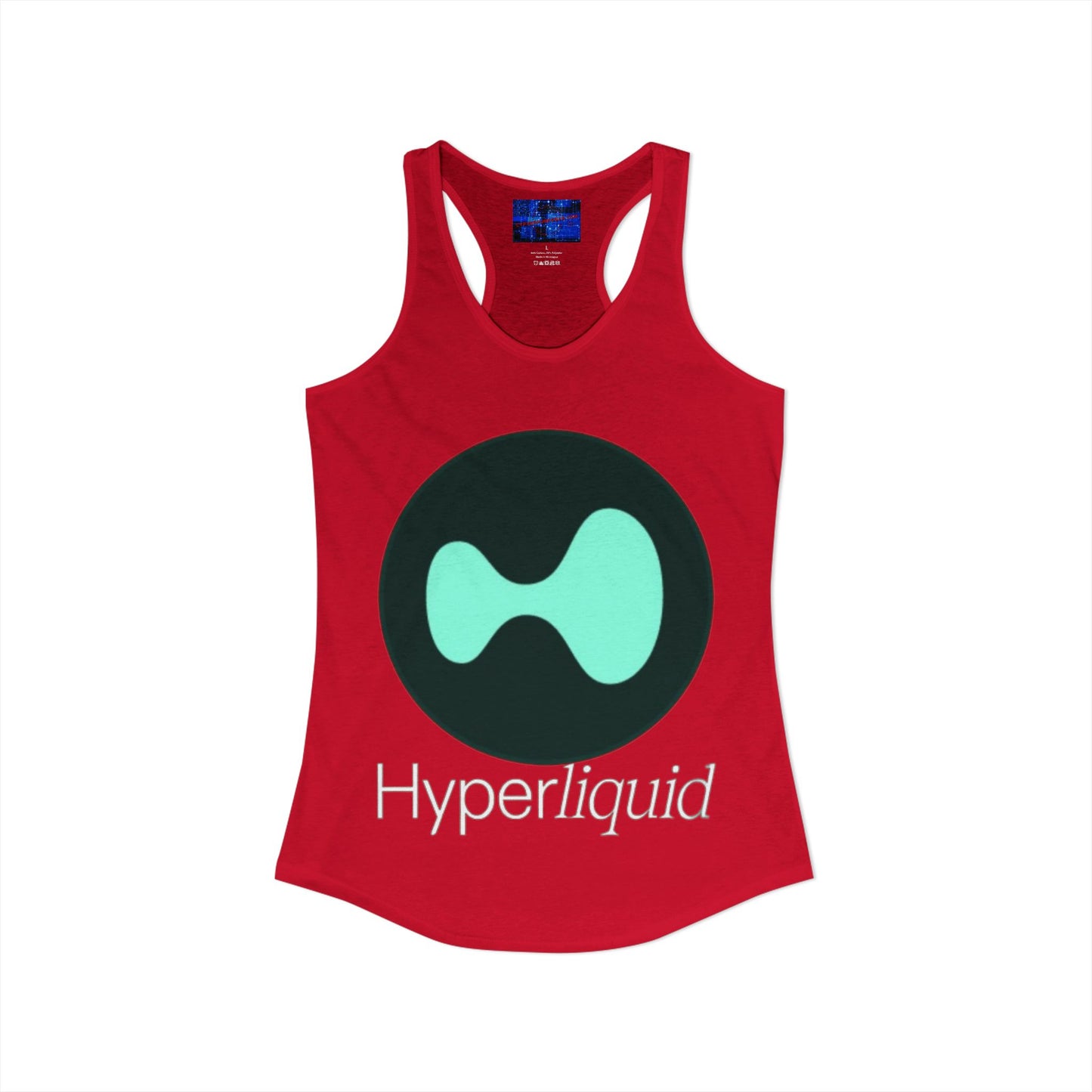 Hyperliquid White font Women's Racerback Tank Top by cypherpunkgear.com