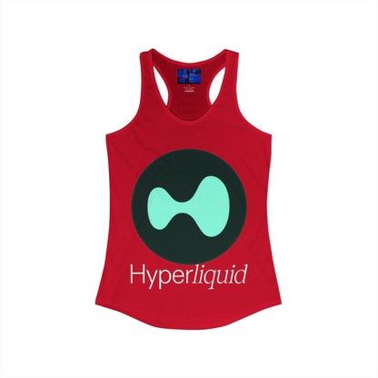 Hyperliquid White font Women's Racerback Tank Top by cypherpunkgear.com