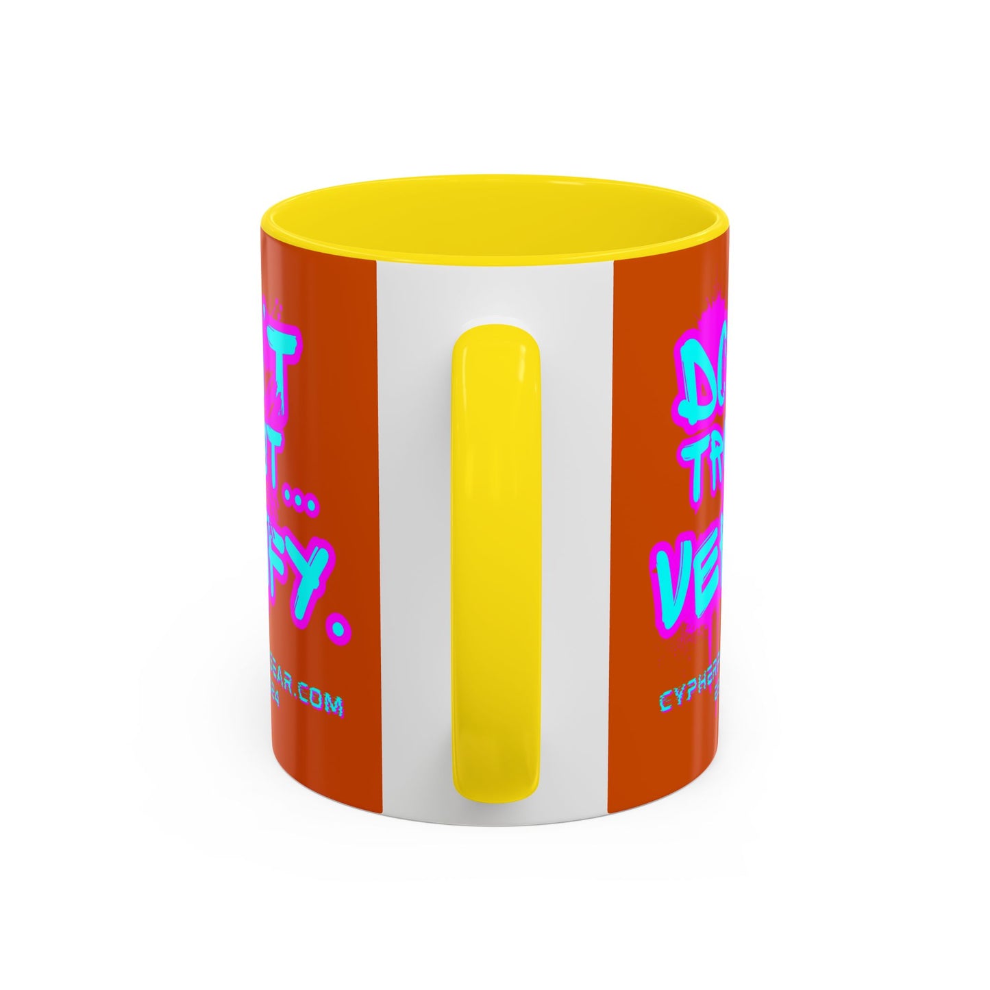 Don't Trust...Verify. Orange Accent Mug by cypherpunkgear.com