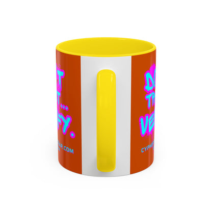 Don't Trust...Verify. Orange Accent Mug by cypherpunkgear.com