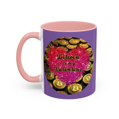 Bitcoin is My Valentine Light Purple Accent Mug by cypherpunkgear.com