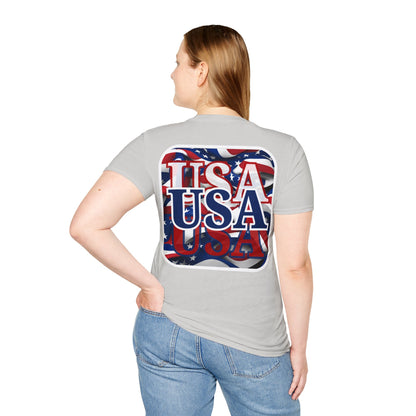 2-sided Red White and BLUE USA Patriot LTcolors Unisex T-Shirt by cypherpunkgear